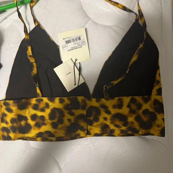 ✨ NWT Sandro Leopard Print Satin Bralette Top Size 0 - Picture 10 of 11